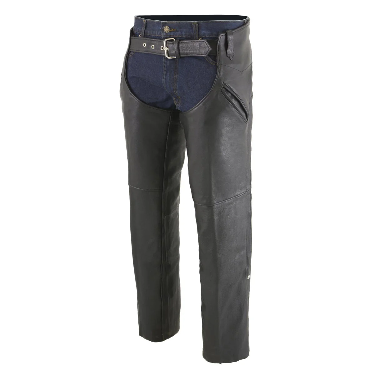 Milwaukee Leather Chaps for Men's Black Premium Leather Motorcycle Chaps w/ Snap Out Thermal Liner-Slash Pocket-ML1103 - Image 5