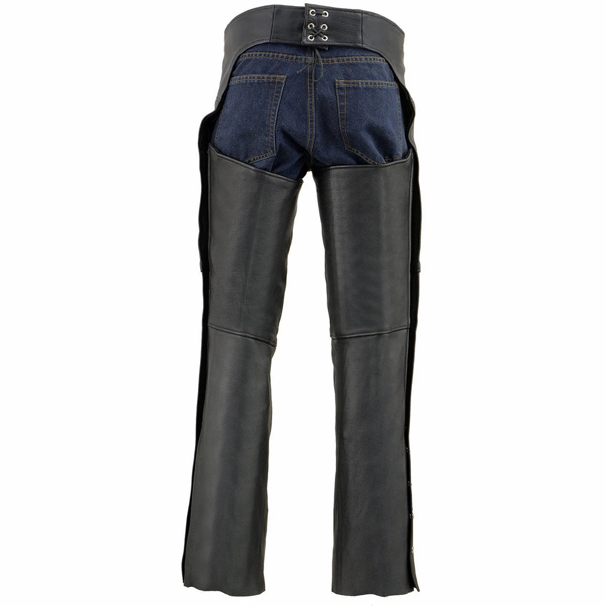 Milwaukee Leather Chaps for Men's Black Prime Leather Zipped Thigh Pocket-Mesh Lined Motorcycle Rider Chap-SH1190 - Image 4