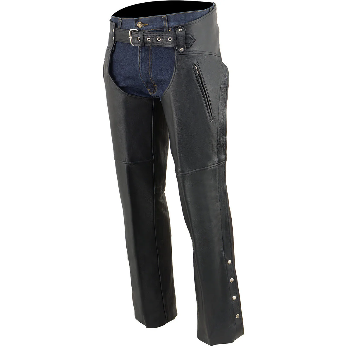 Milwaukee Leather Chaps for Men's Black Prime Leather Zipped Thigh Pocket-Mesh Lined Motorcycle Rider Chap-SH1190 - Image 7