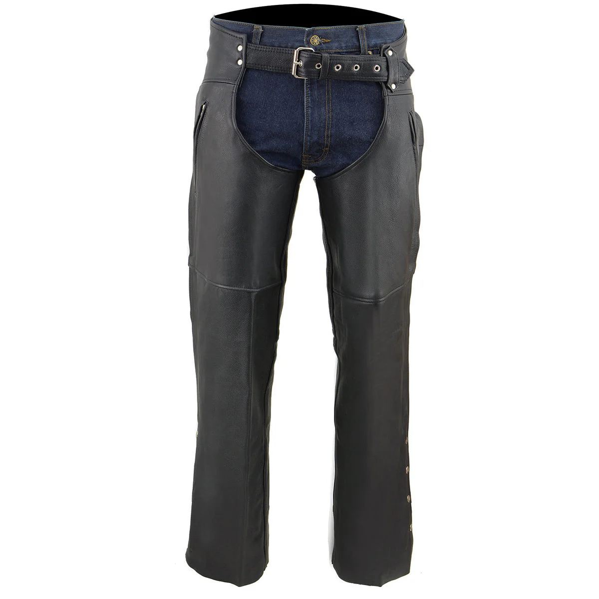 Milwaukee Leather Chaps for Men's Black Prime Leather Zipped Thigh Pocket-Mesh Lined Motorcycle Rider Chap-SH1190 - Image 8