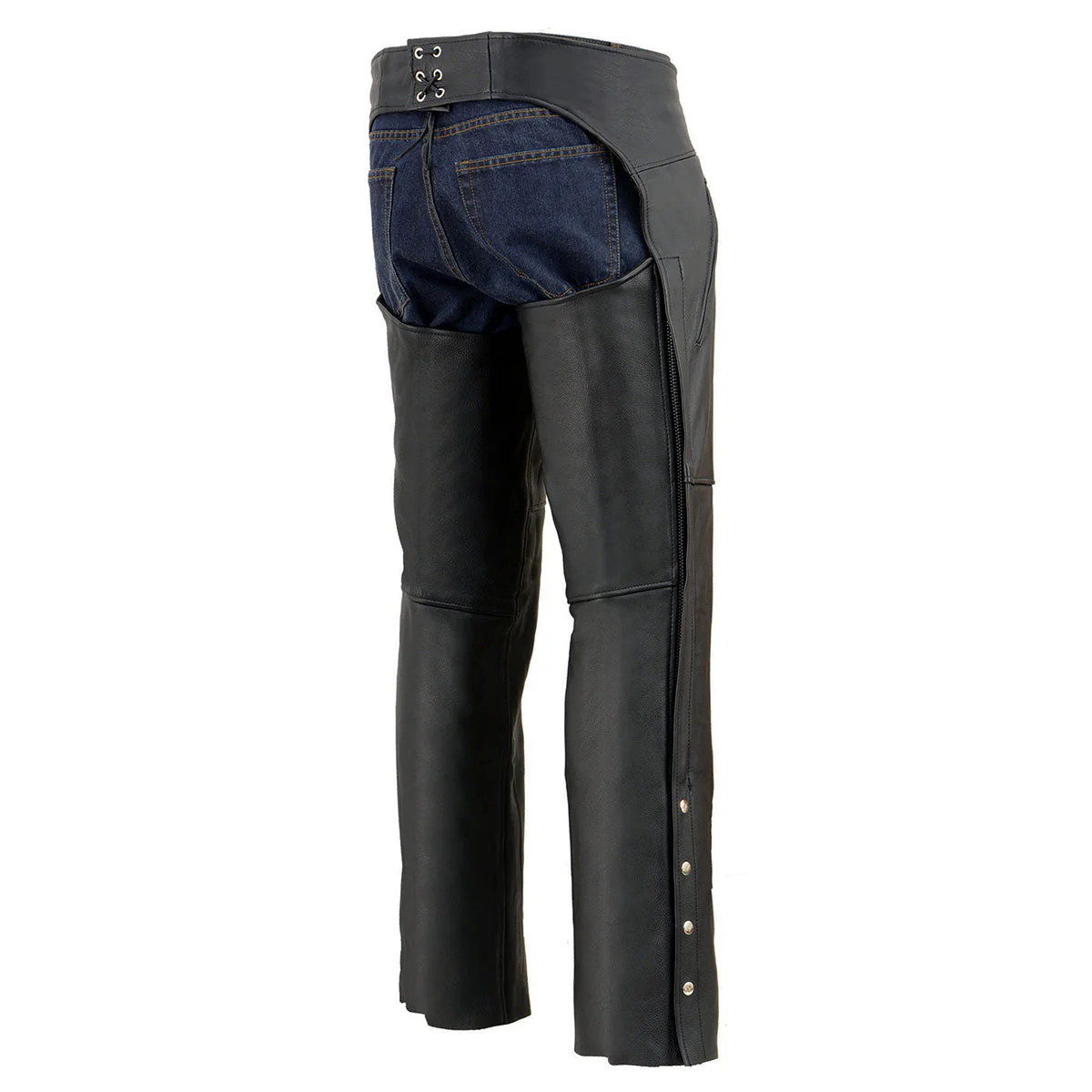 Milwaukee Leather Chaps for Men's Black Prime Leather Zipped Thigh Pocket-Mesh Lined Motorcycle Rider Chap-SH1190 - Image 9