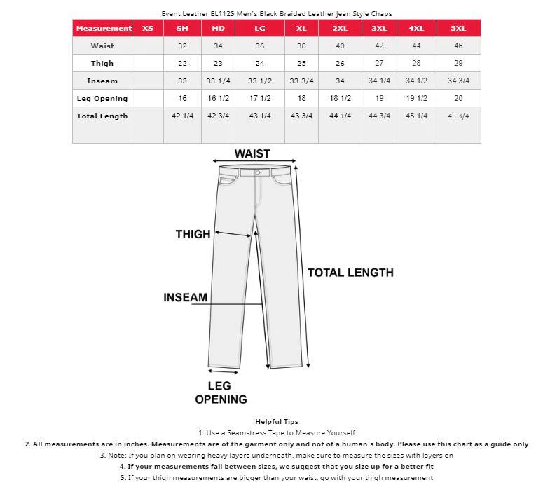 Milwaukee Leather Chaps for Men's Black Thin Braided Premium Leather Jean Style Pocket Motorcycle Chaps-ML1125 - Image 2