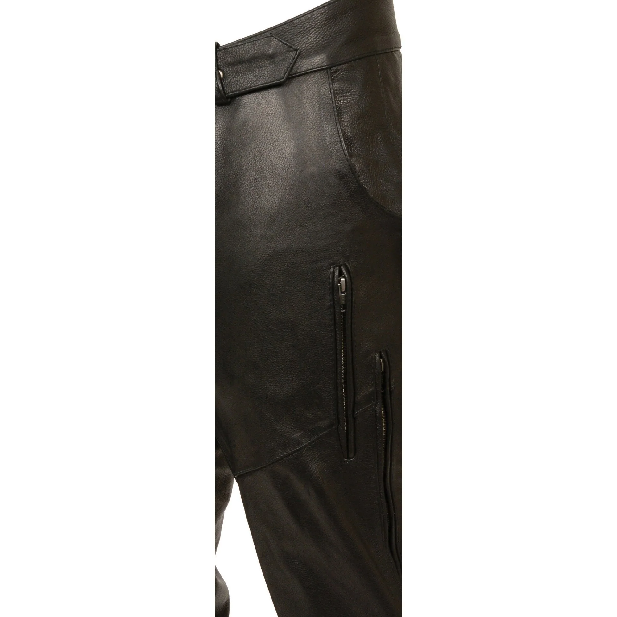 Milwaukee Leather Chaps for Men's Black Vented Premium Leather Motorcycle Chaps w/ Side Pocket-Stretch Thigh-ML1129 - Image 2