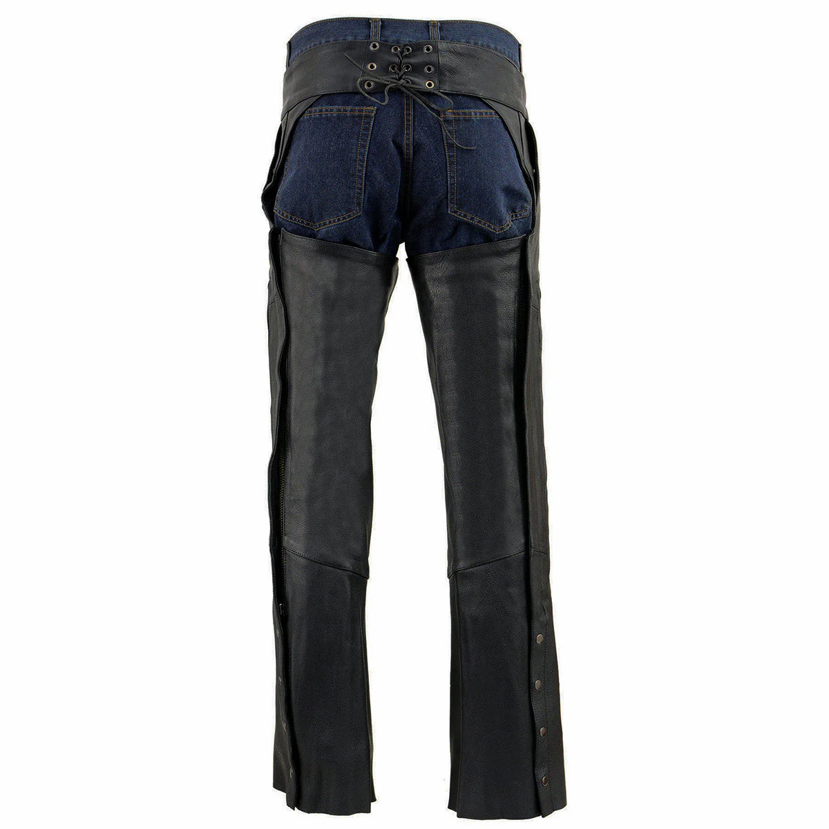 Milwaukee Leather Chaps for Men's Black Vented Premium Leather Motorcycle Chaps w/ Side Pocket-Stretch Thigh-ML1129 - Image 6