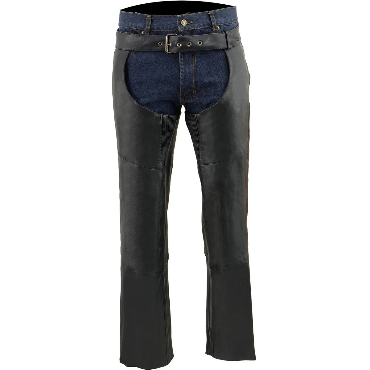 Milwaukee Leather Chaps for Men's Black Vented Premium Leather Motorcycle Chaps w/ Side Pocket-Stretch Thigh-ML1129 - Image 9