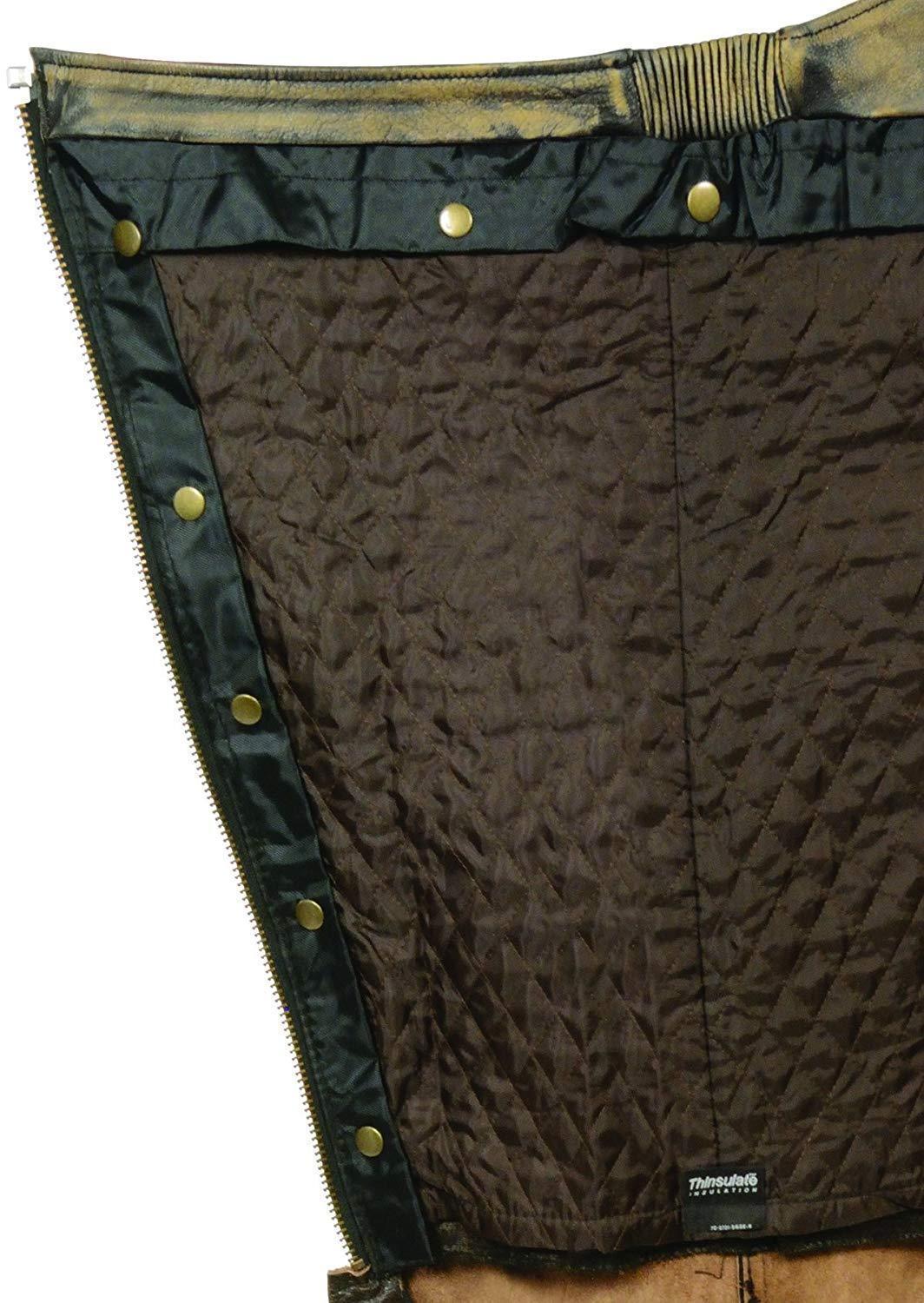 Milwaukee Leather Chaps for Men's Distressed Brown Leather Snap Out Thermal Lined 4-Pockets Motorcycle Chap MLM5500 - Image 2