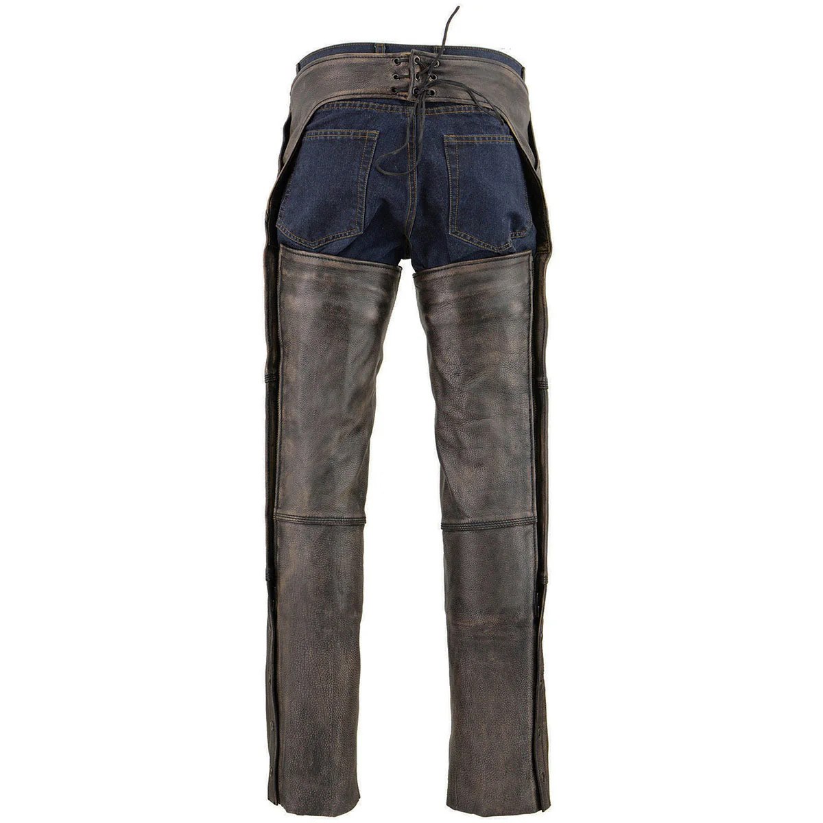 Milwaukee Leather Chaps for Men's Distressed Brown Leather Snap Out Thermal Lined 4-Pockets Motorcycle Chap MLM5500 - Image 5