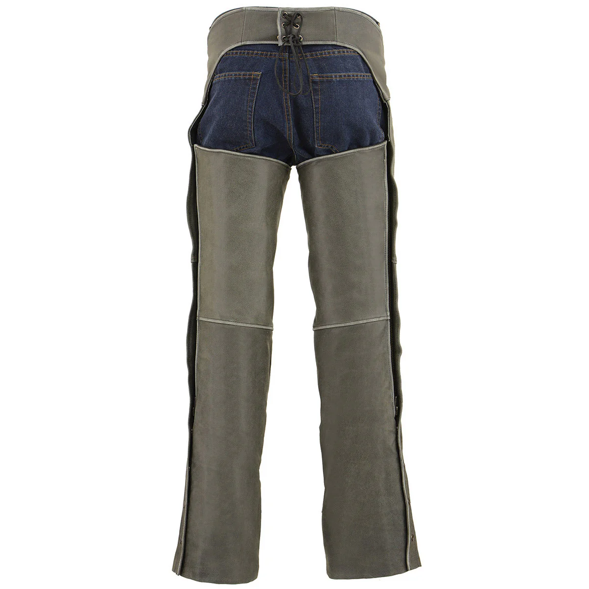 Milwaukee Leather Chaps for Men's Vintage Grey Slate Leather - Deep Zipped Thigh Pockets Motorcycle Chap - MLM5536 - Image 3