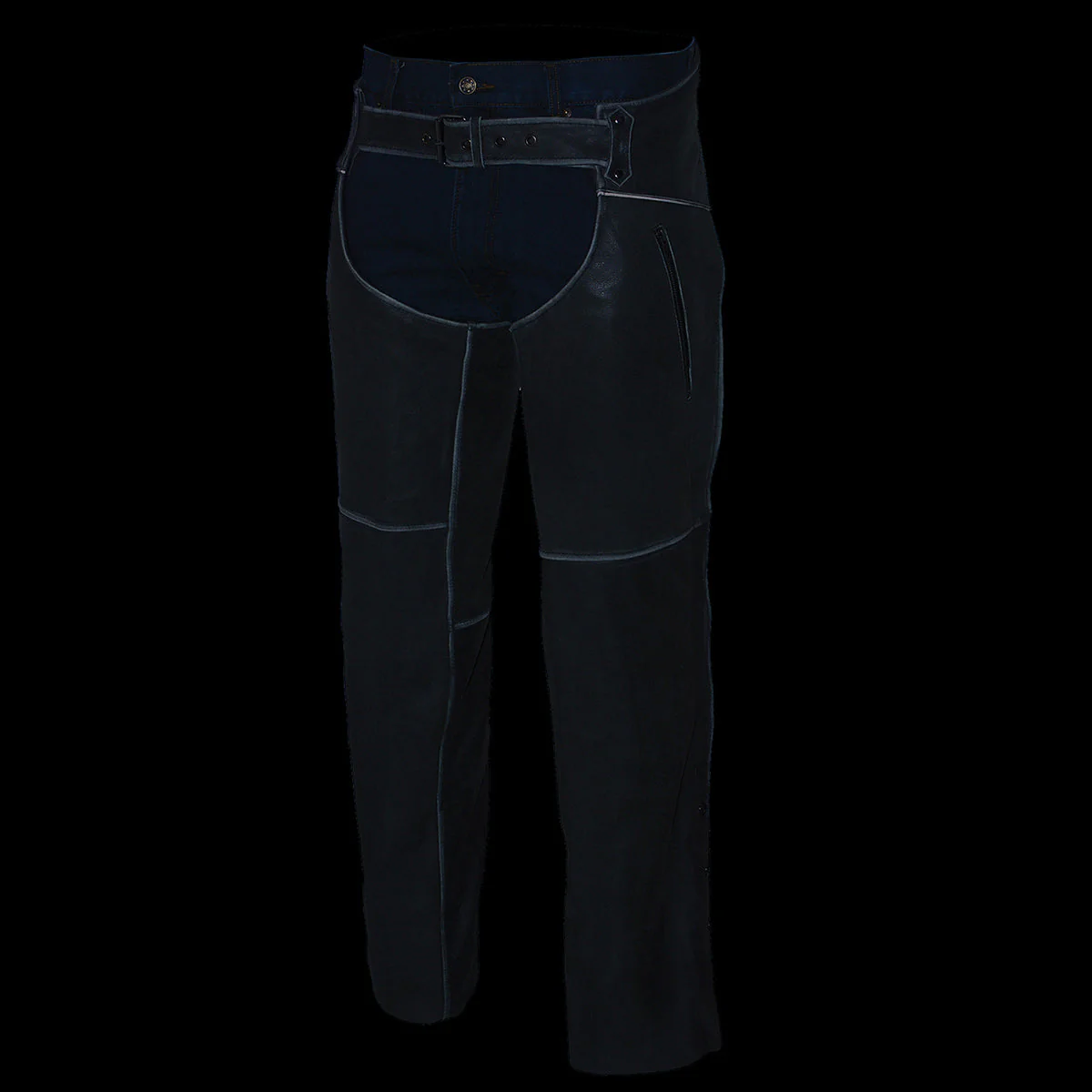 Milwaukee Leather Chaps for Men's Vintage Grey Slate Leather - Deep Zipped Thigh Pockets Motorcycle Chap - MLM5536 - Image 9