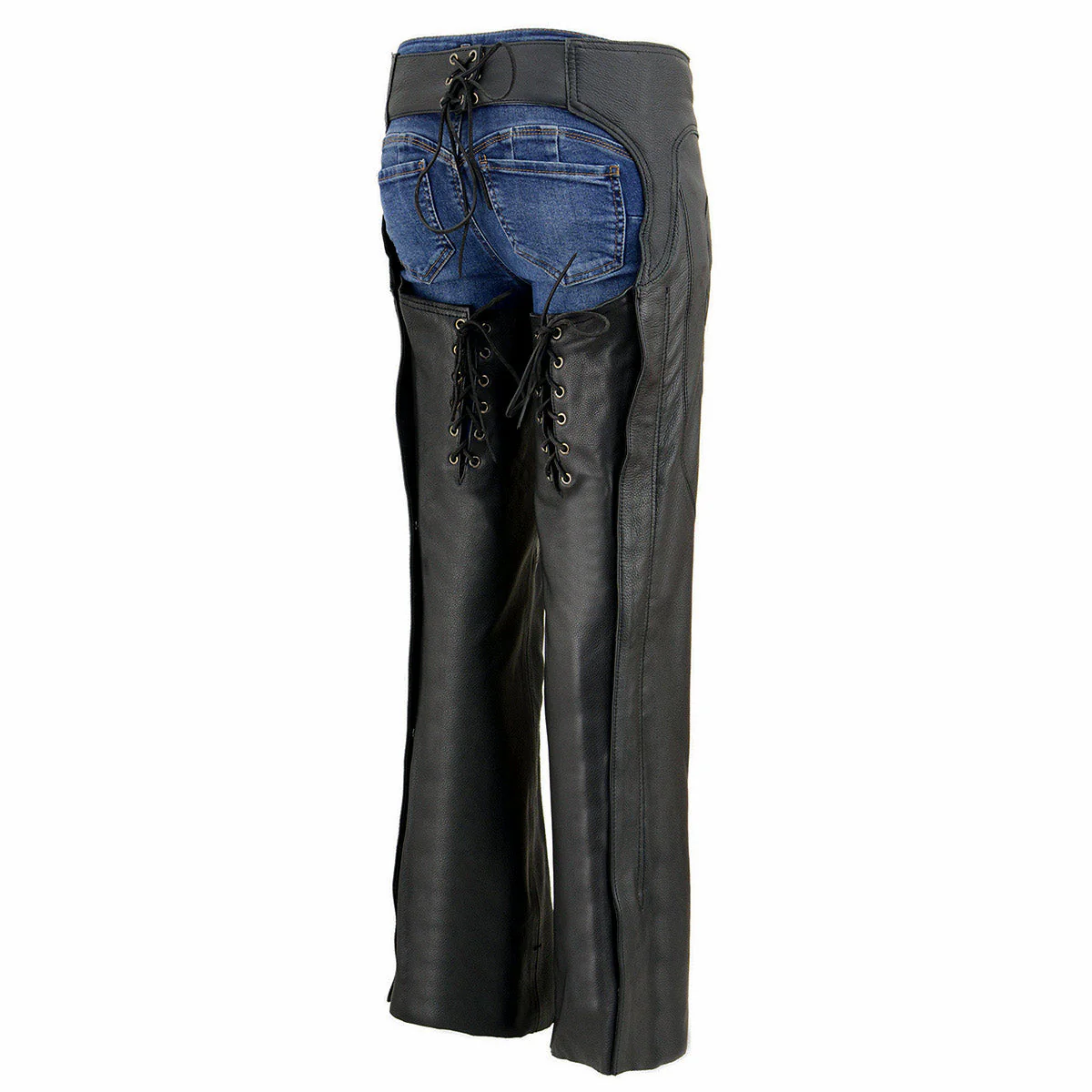 Milwaukee Leather Chaps for Women Black Low-Rise Waist- Double Buckle Reflective Embroidery Motorcycle Chap- ML1187 - Image 13