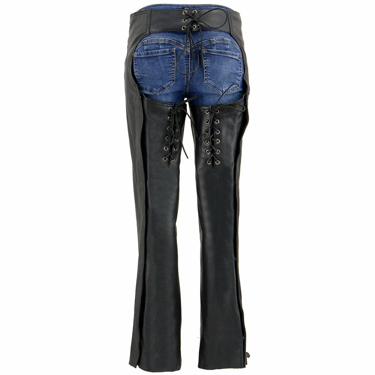 Milwaukee Leather Chaps for Women Black Low-Rise Waist- Double Buckle Reflective Embroidery Motorcycle Chap- ML1187 - Image 5