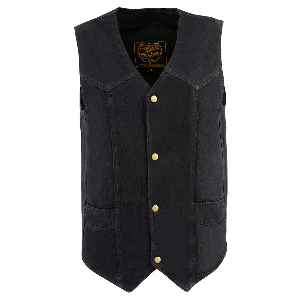 Milwaukee Leather DM1310 Men's Black Denim Classic Snap Front Biker Vest - Image 10