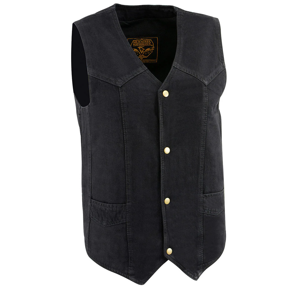 Milwaukee Leather DM1310 Men's Black Denim Classic Snap Front Biker Vest - Image 4