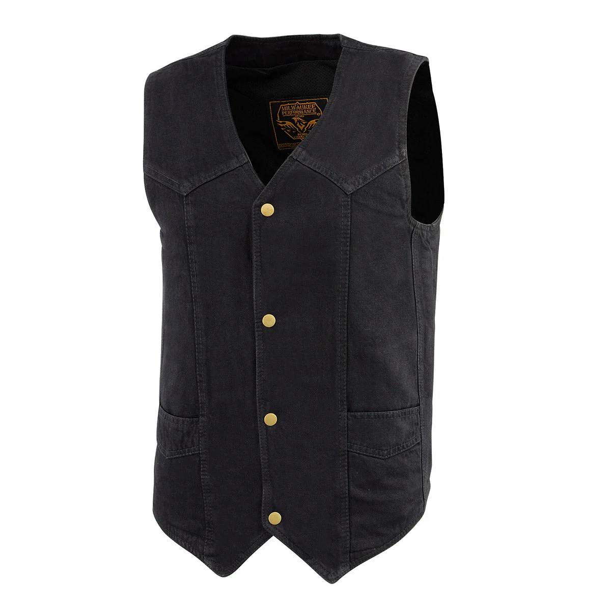Milwaukee Leather DM1310 Men's Black Denim Classic Snap Front Biker Vest - Image 8
