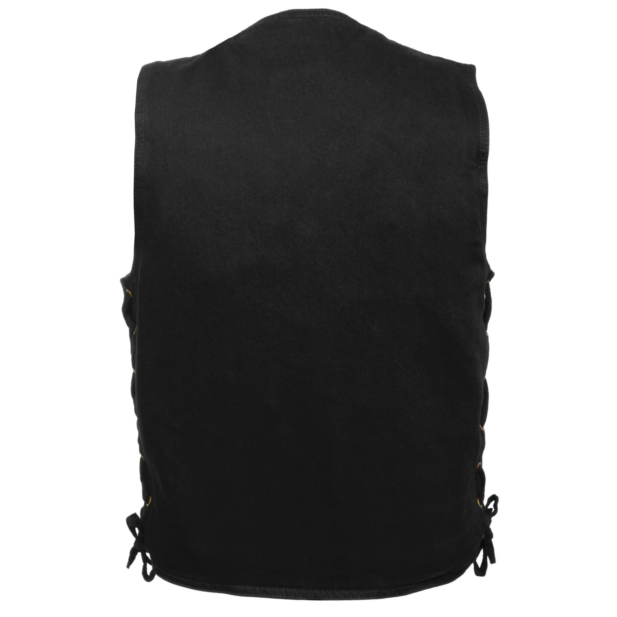 Milwaukee Leather DM1315 Men's Black Classic Denim Western Style Cowboy Biker Vest with Adjustable Side Laces - Image 3