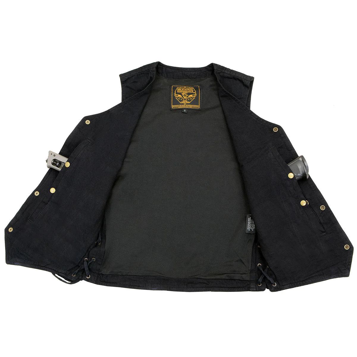Milwaukee Leather DM1315 Men's Black Classic Denim Western Style Cowboy Biker Vest with Adjustable Side Laces - Image 7