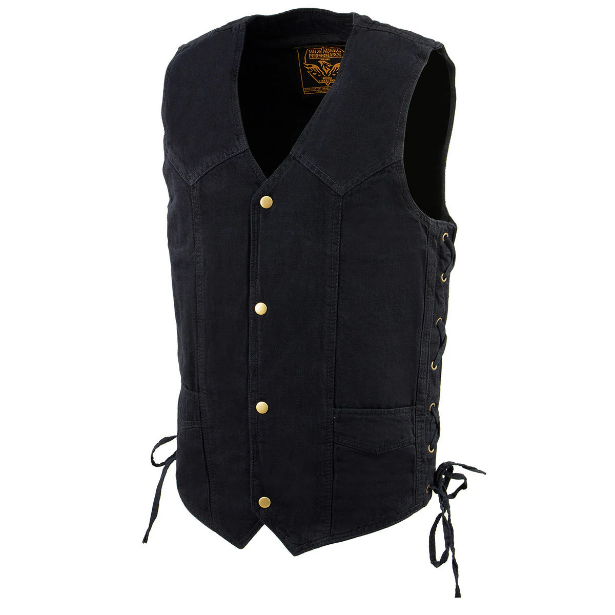 Milwaukee Leather DM1315 Men's Black Classic Denim Western Style Cowboy Biker Vest with Adjustable Side Laces - Image 8