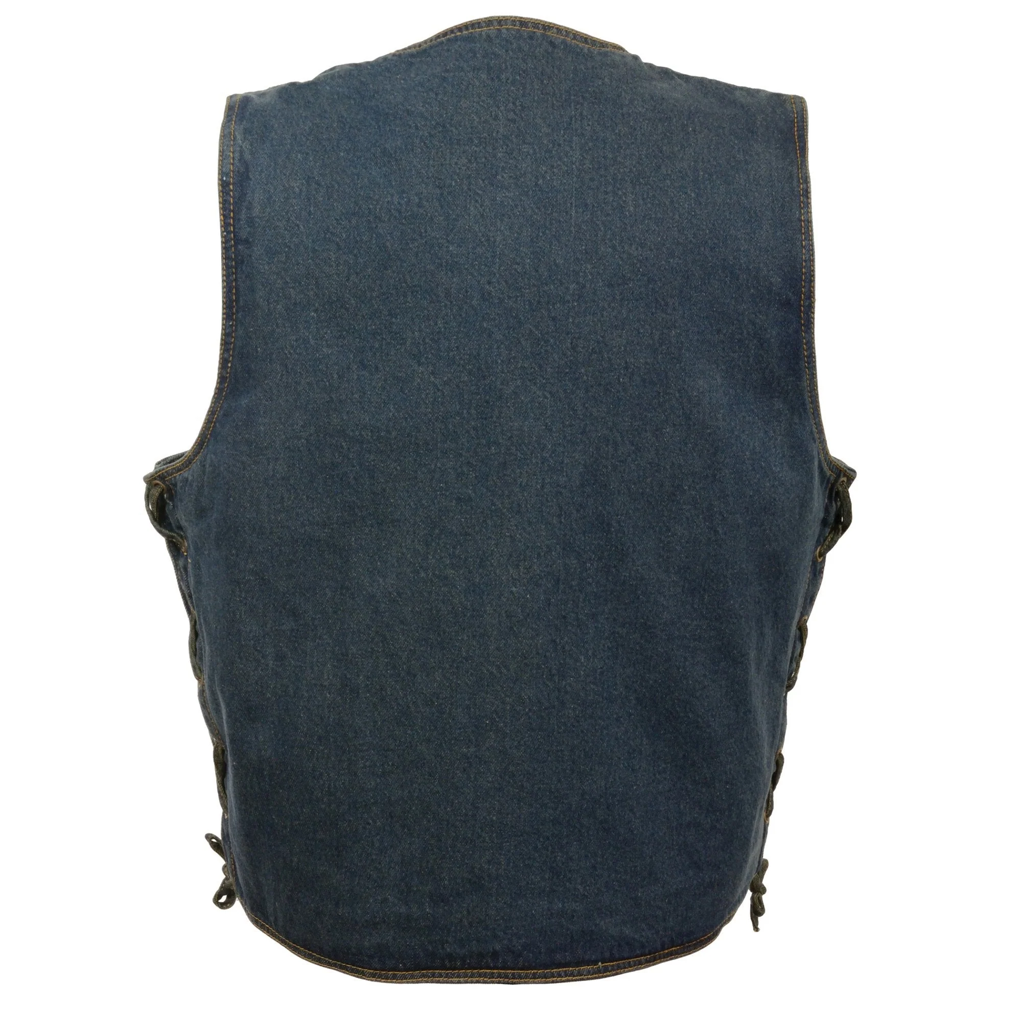 Milwaukee Leather DM1315 Men's Black Classic Denim Western Style Cowboy Biker Vest with Adjustable Side Laces - Image 2
