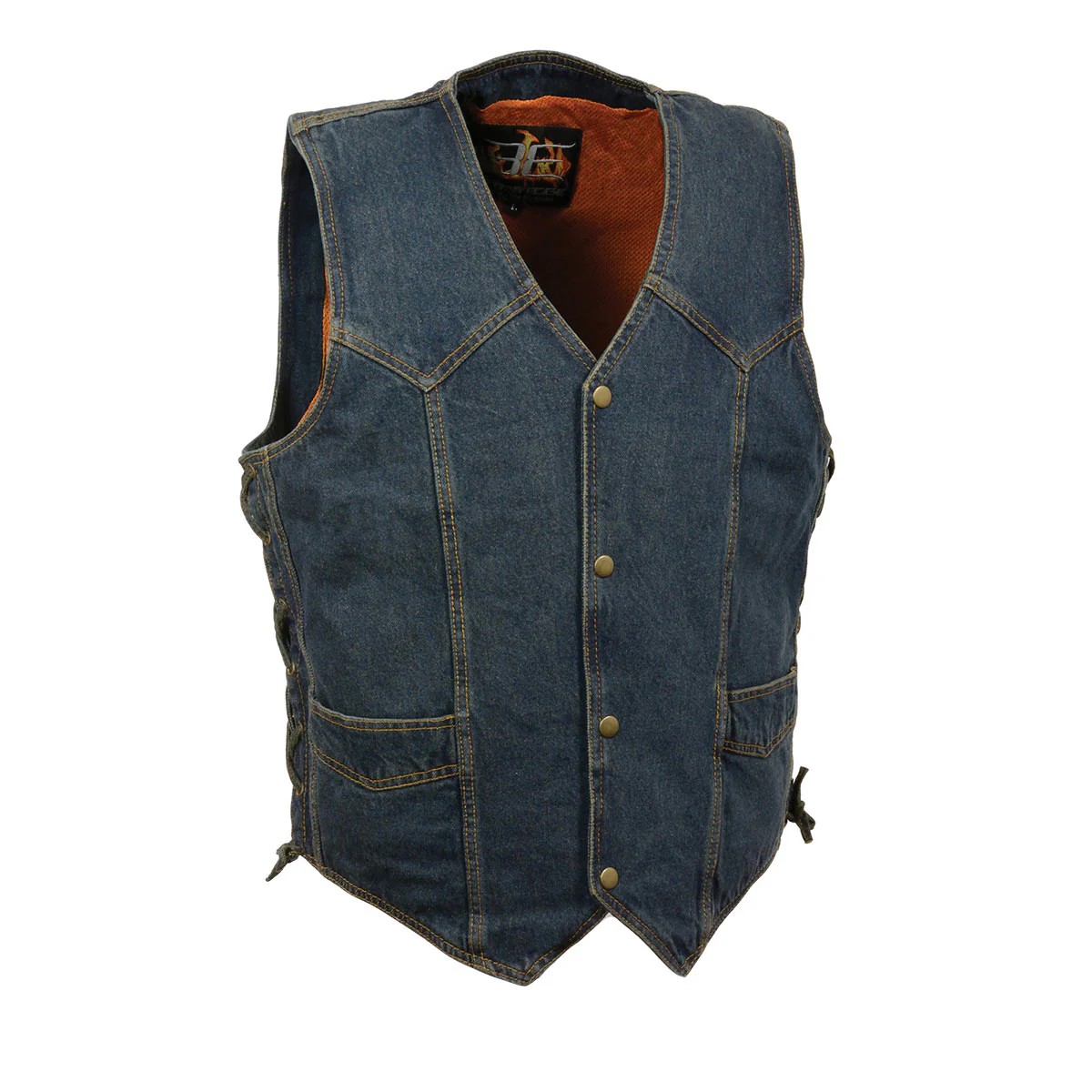 Milwaukee Leather DM1315 Men's Black Classic Denim Western Style Cowboy Biker Vest with Adjustable Side Laces - Image 4