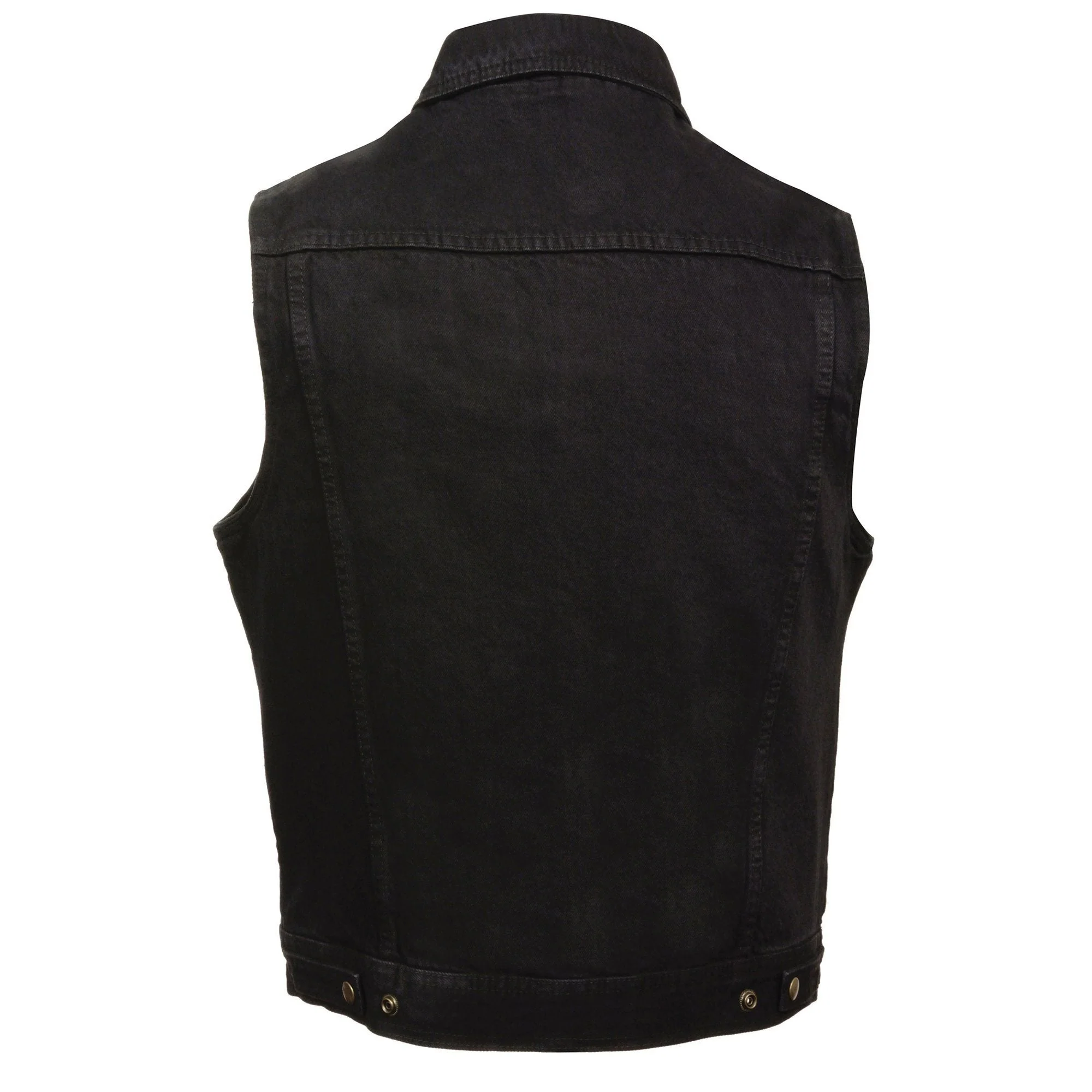 Milwaukee Leather DM1331 Men's Black Denim Motorcycle Biker Riders Vest w/ Shirt Style Collar - Image 3