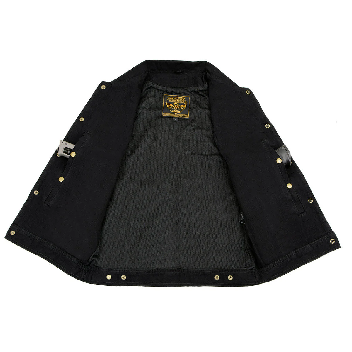 Milwaukee Leather DM1331 Men's Black Denim Motorcycle Biker Riders Vest w/ Shirt Style Collar - Image 6