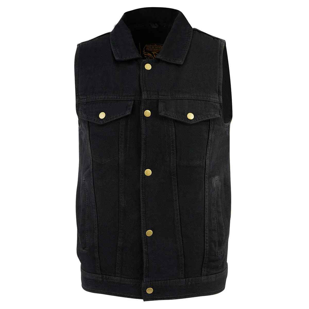 Milwaukee Leather DM1331 Men's Black Denim Motorcycle Biker Riders Vest w/ Shirt Style Collar - Image 7
