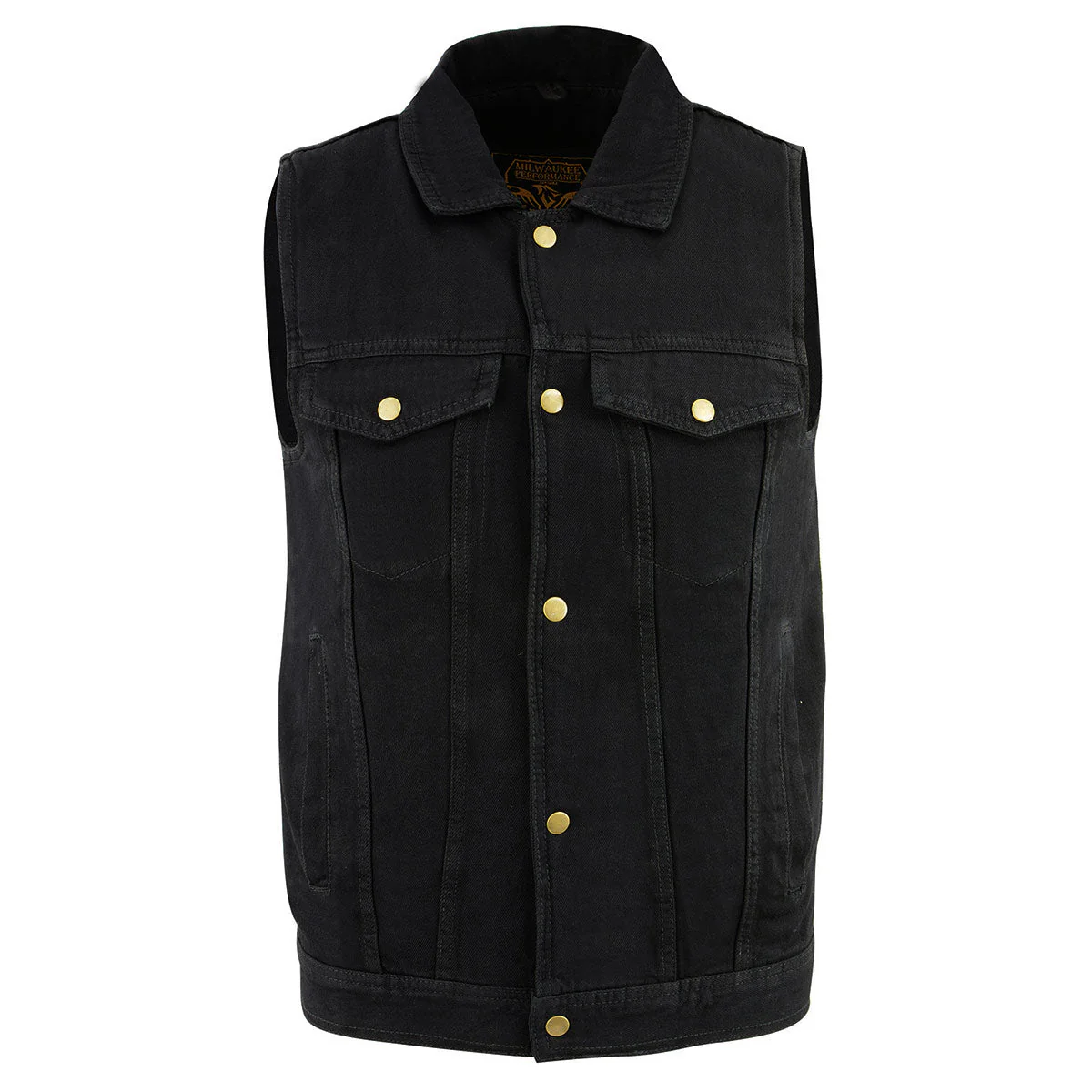 Milwaukee Leather DM1331 Men's Black Denim Motorcycle Biker Riders Vest w/ Shirt Style Collar - Image 9