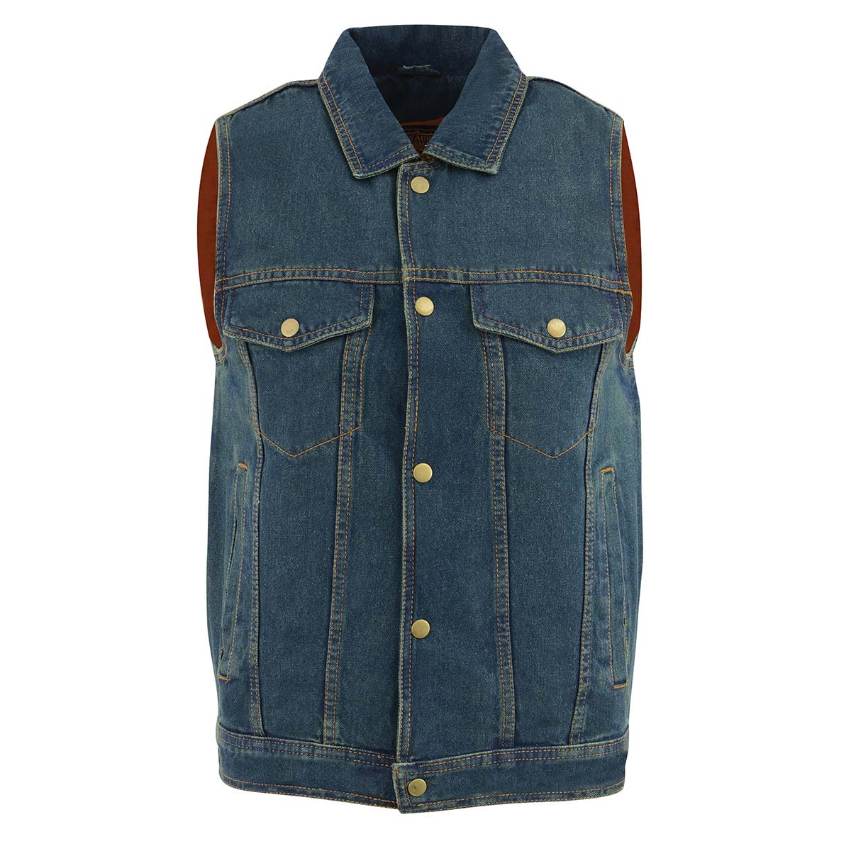 Milwaukee Leather DM1331 Men's Blue Denim Motorcycle Biker Riders Vest w/ Shirt Style Collar - Image 10