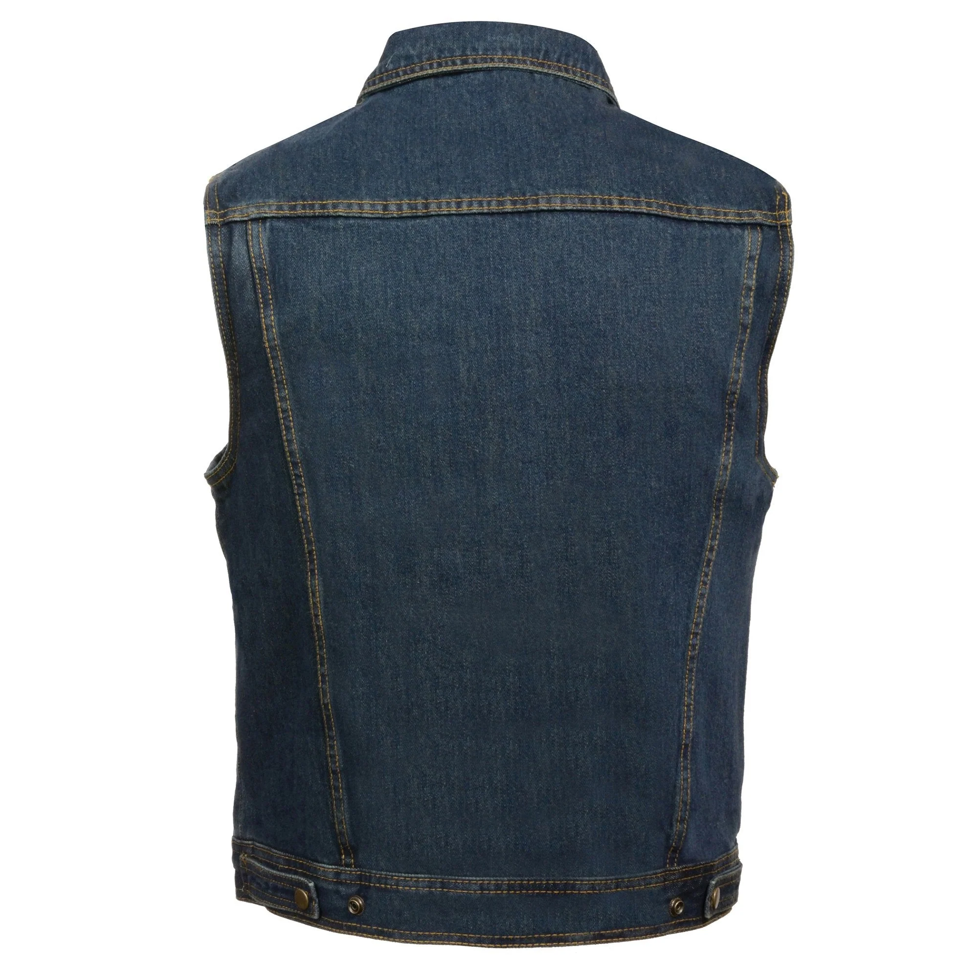Milwaukee Leather DM1331 Men's Blue Denim Motorcycle Biker Riders Vest w/ Shirt Style Collar - Image 2