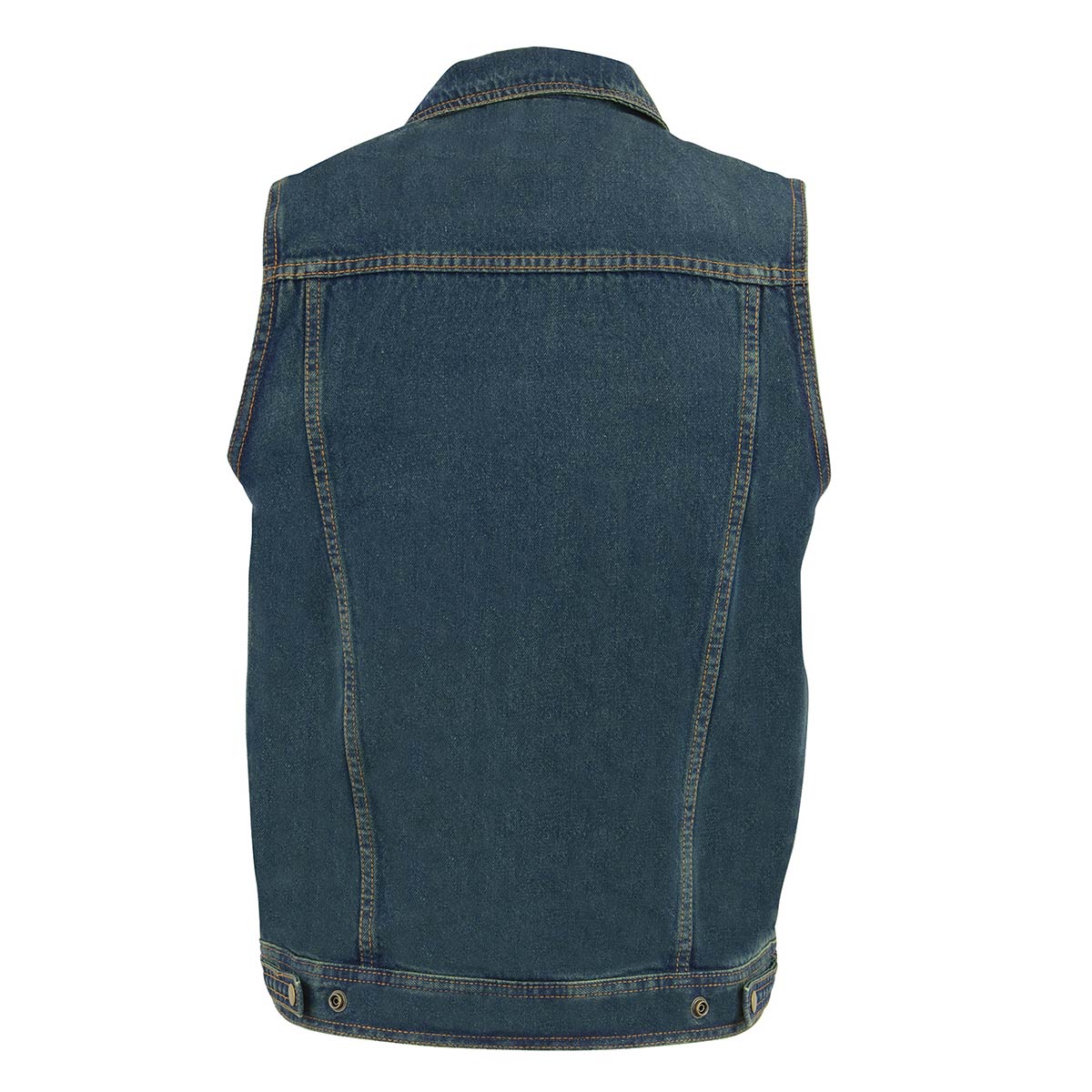 Milwaukee Leather DM1331 Men's Blue Denim Motorcycle Biker Riders Vest w/ Shirt Style Collar - Image 5