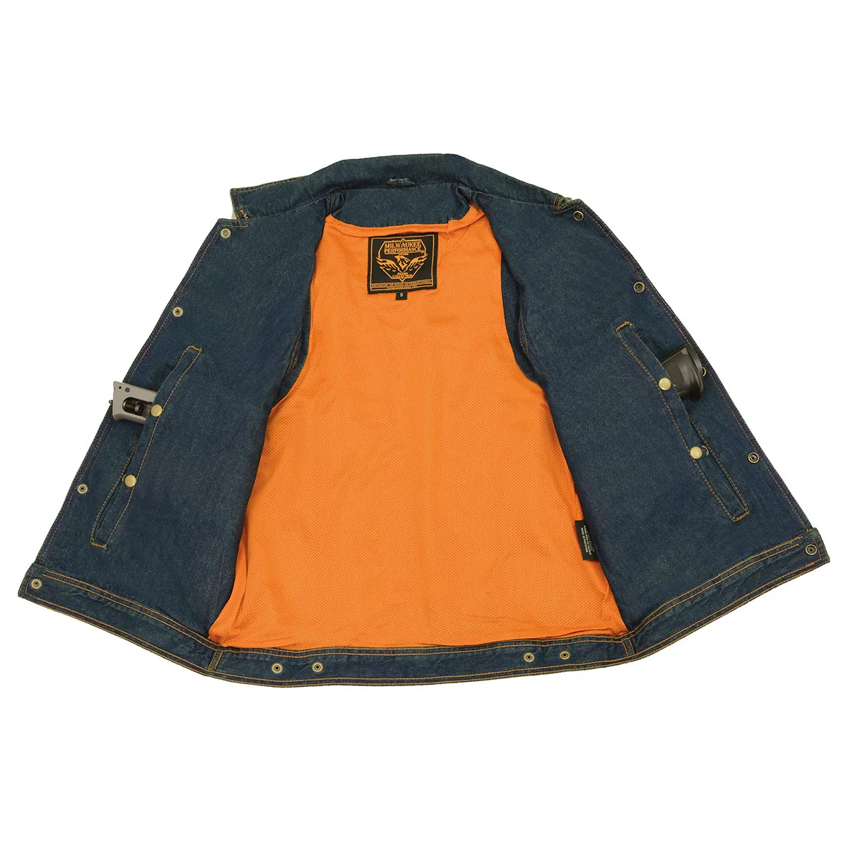 Milwaukee Leather DM1331 Men's Blue Denim Motorcycle Biker Riders Vest w/ Shirt Style Collar - Image 7