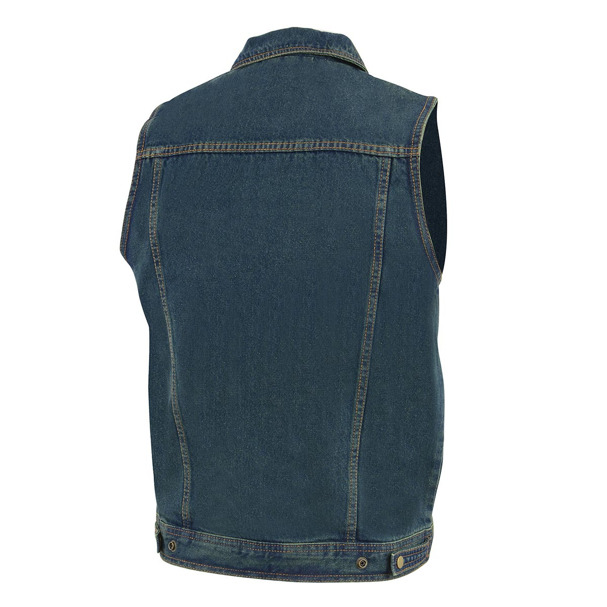 Milwaukee Leather DM1331 Men's Blue Denim Motorcycle Biker Riders Vest w/ Shirt Style Collar - Image 9
