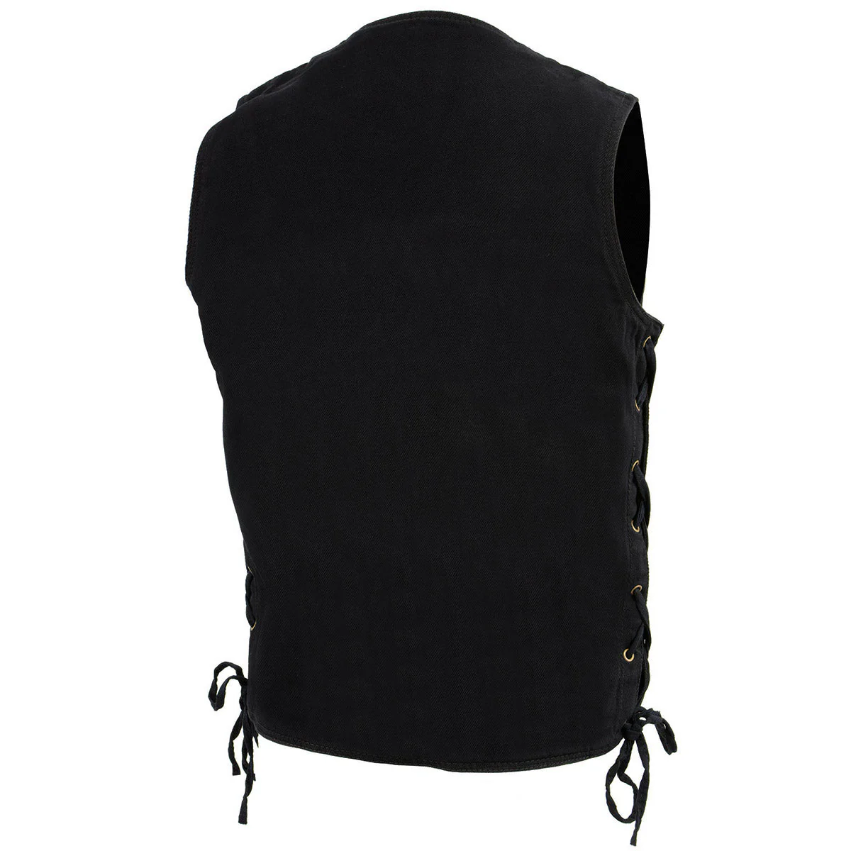 Milwaukee Leather DM1360 Men's Classic Black Denim Motorcycle Biker Riders Vest w/ Adjustable Side Laces - Image 10
