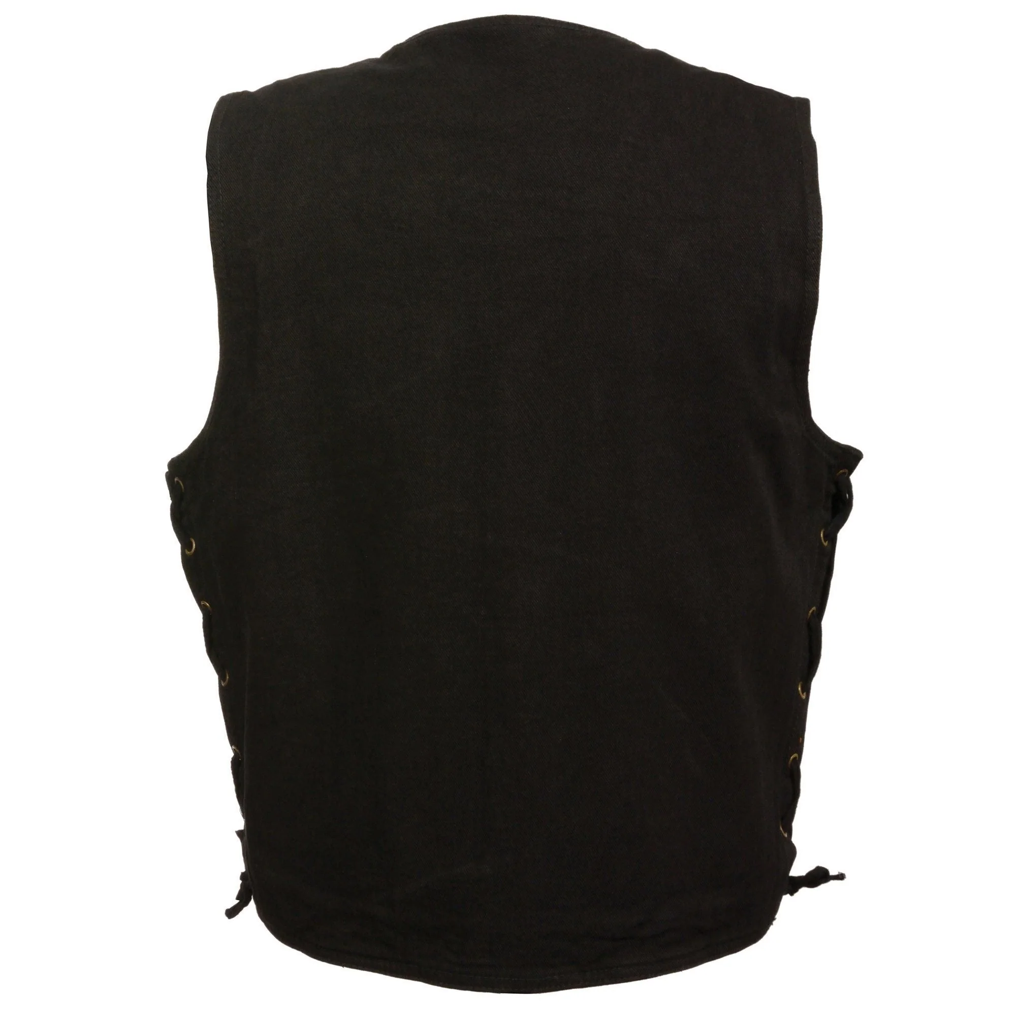 Milwaukee Leather DM1360 Men's Classic Black Denim Motorcycle Biker Riders Vest w/ Adjustable Side Laces - Image 2