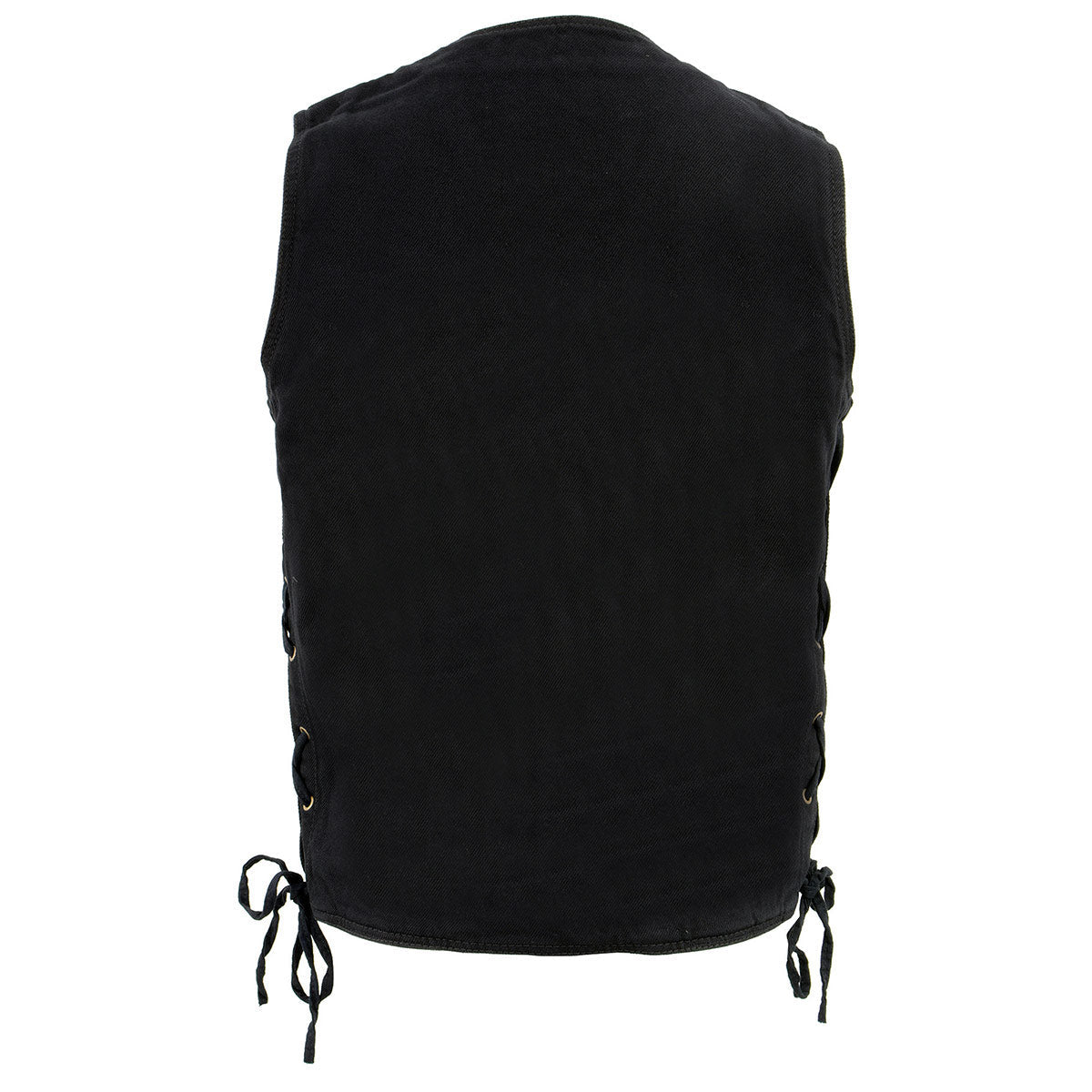 Milwaukee Leather DM1360 Men's Classic Black Denim Motorcycle Biker Riders Vest w/ Adjustable Side Laces - Image 5