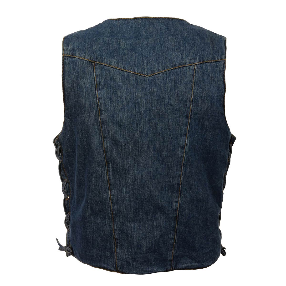 Milwaukee Leather DM1989 Men's Blue Denim '10 Pocket' Motorcycle Bikers Rider Vest with Side Laces - Image 5