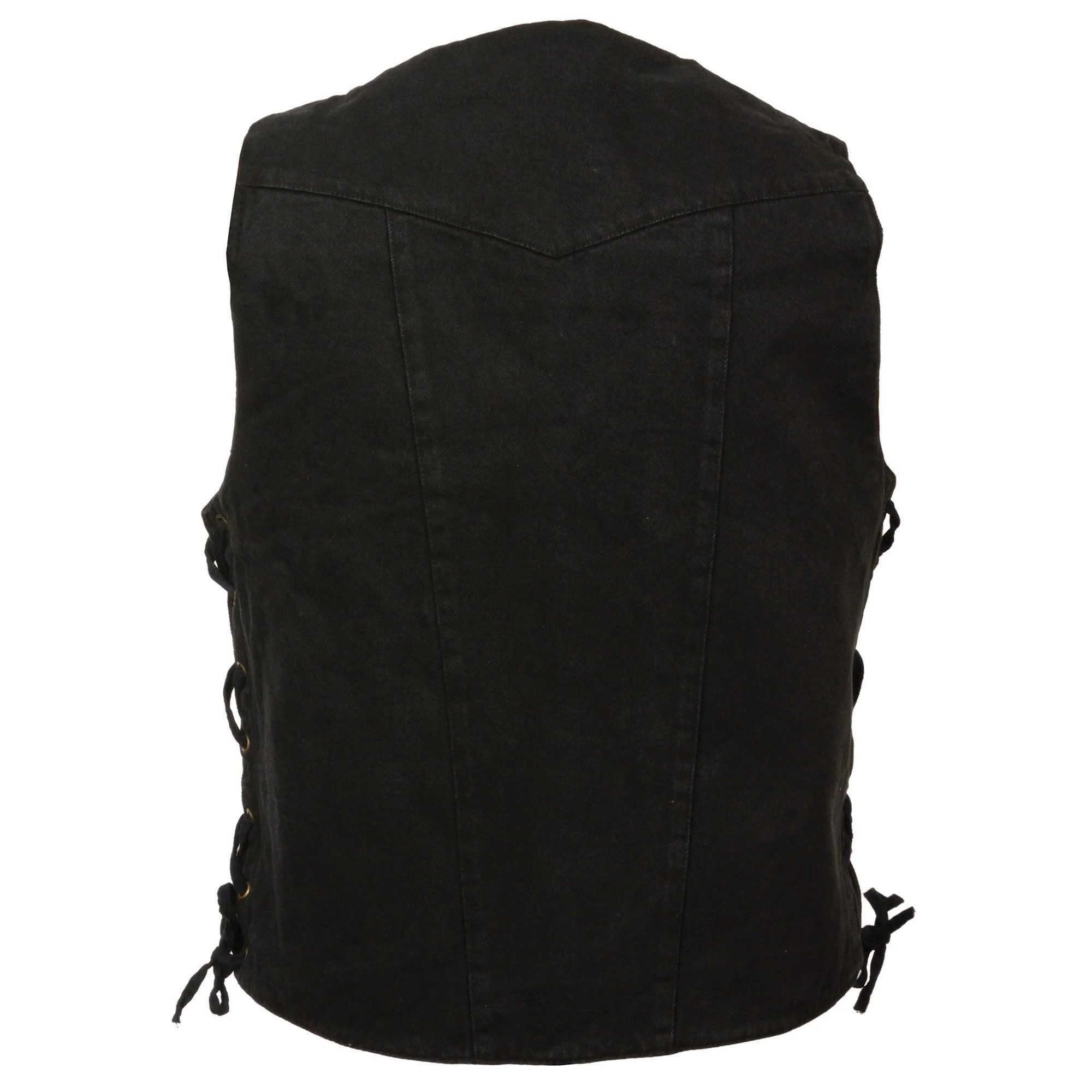 Milwaukee Leather DM1990 Men's Black 10 Pocket Side Lace Denim Vest - Image 2