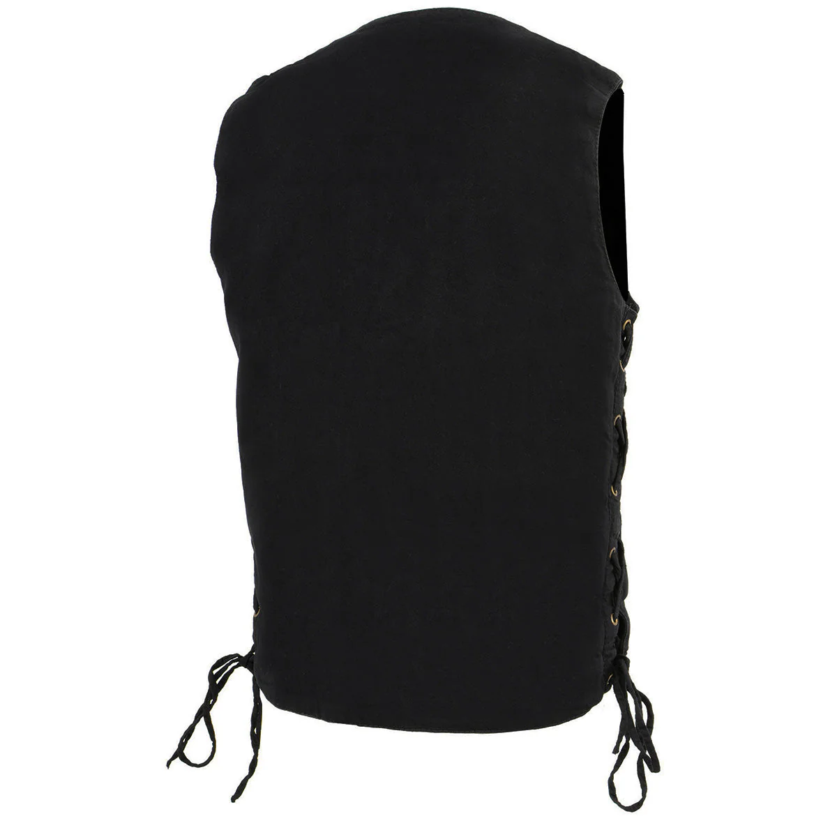 Milwaukee Leather DM1990 Men's Black 10 Pocket Side Lace Denim Vest - Image 4