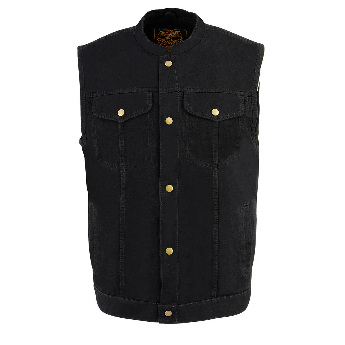 Milwaukee Leather DM2238 Men's Classic Black Denim Club Style Vest with Snap Button Closure - Image 7
