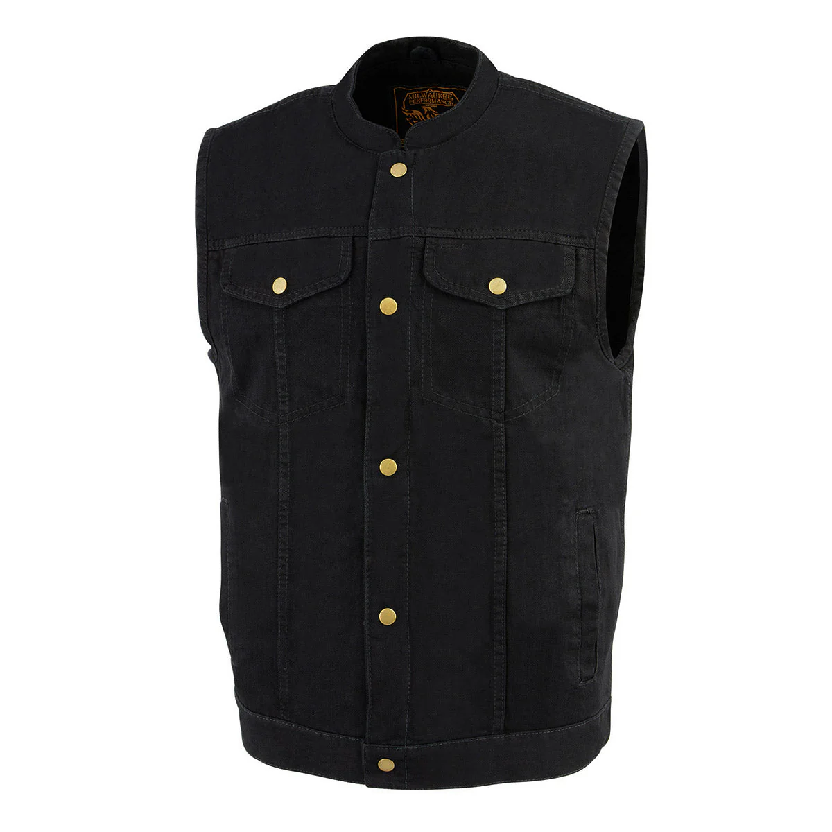 Milwaukee Leather DM2238 Men's Classic Black Denim Club Style Vest with Snap Button Closure - Image 8