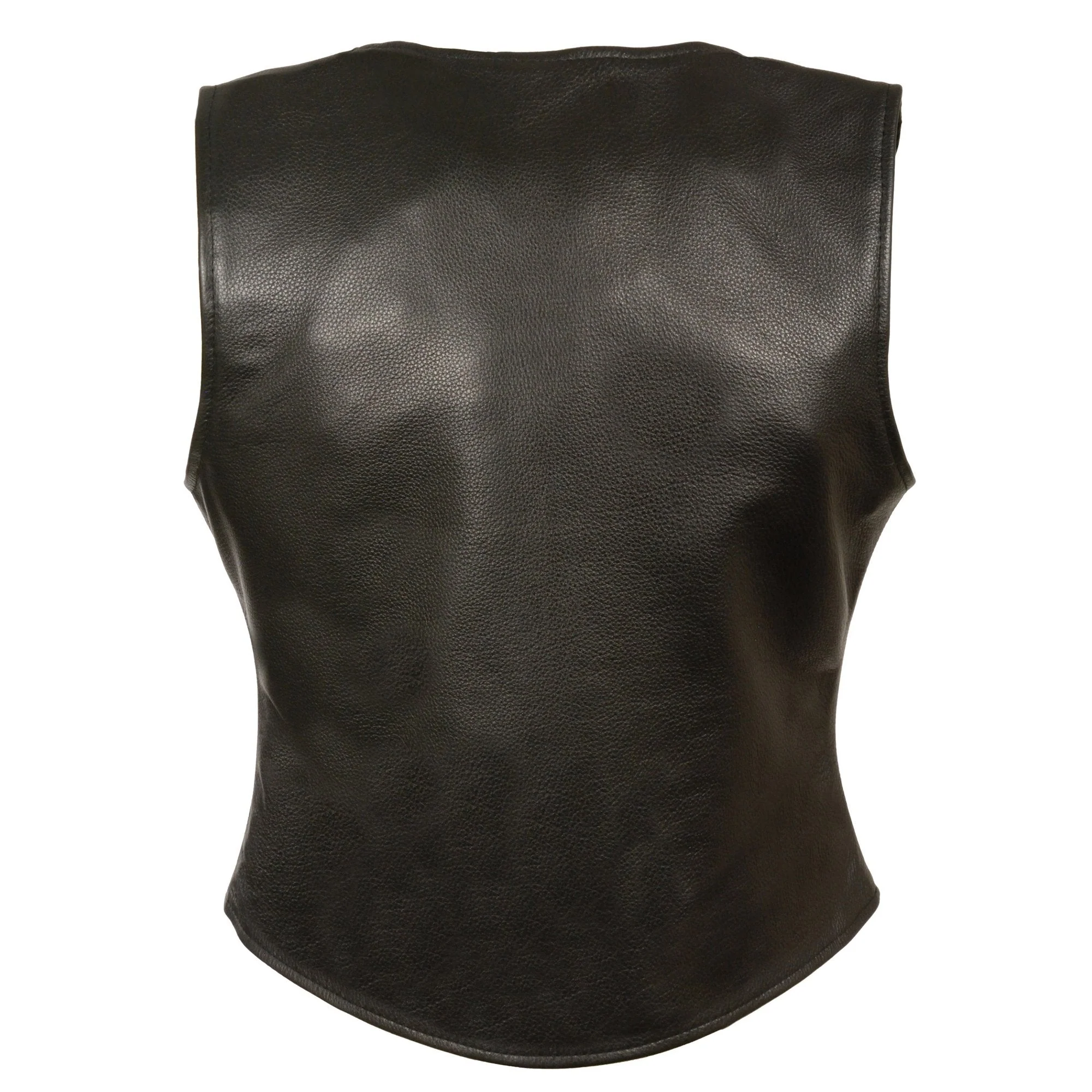 Milwaukee Leather LKL4701 Women's Black Leather Plain Round V-Neck Motorcycle Rider Vest W/Classic 4-Snaps Closure - Image 2