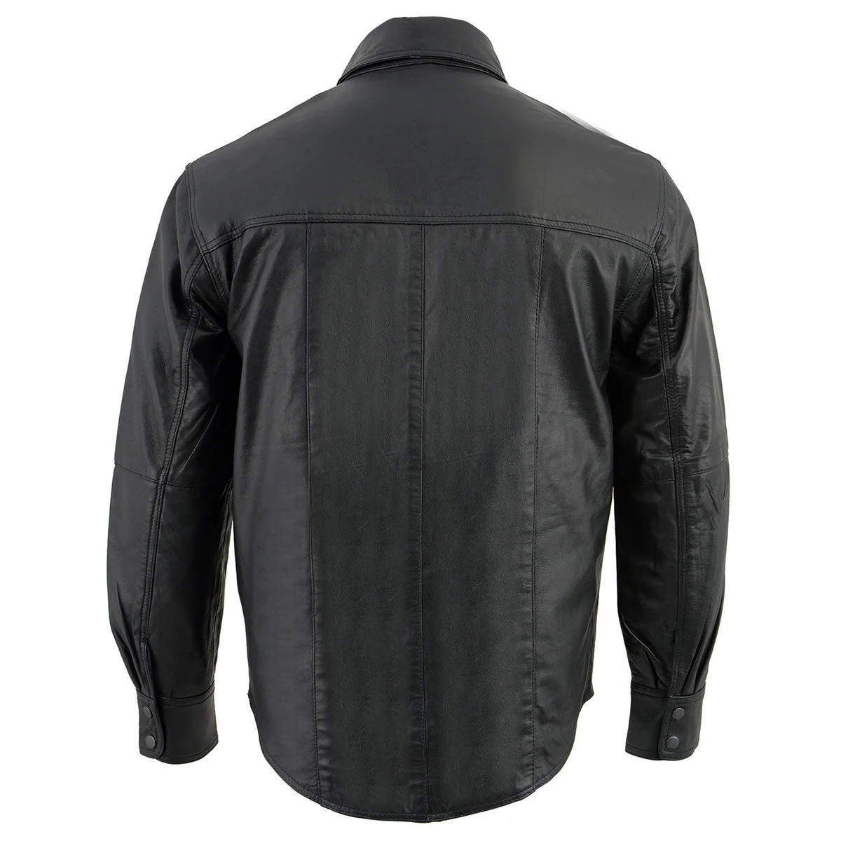 Milwaukee Leather LKM1600 Men's Black Lightweight Casual Biker Style Leather Shirt - Image 10