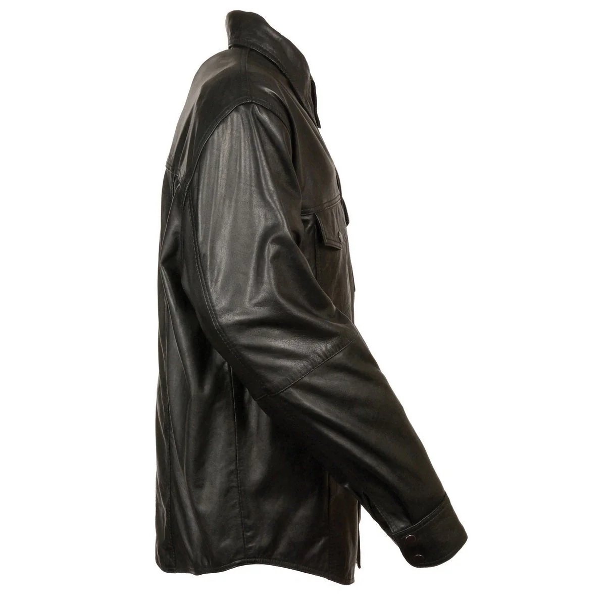 Milwaukee Leather LKM1600 Men's Black Lightweight Casual Biker Style Leather Shirt - Image 4