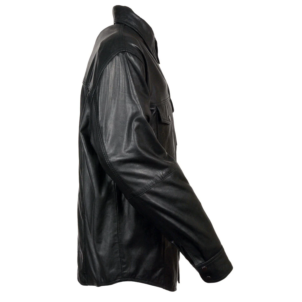 Milwaukee Leather LKM1600 Men's Black Lightweight Casual Biker Style Leather Shirt - Image 5