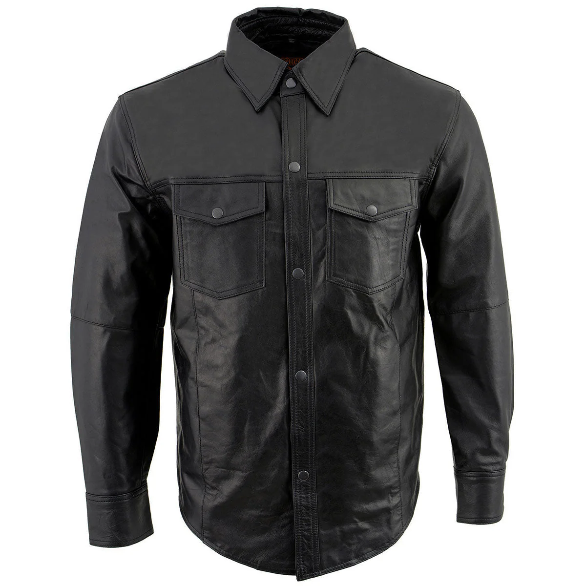 Milwaukee Leather LKM1600 Men's Black Lightweight Casual Biker Style Leather Shirt - Image 6