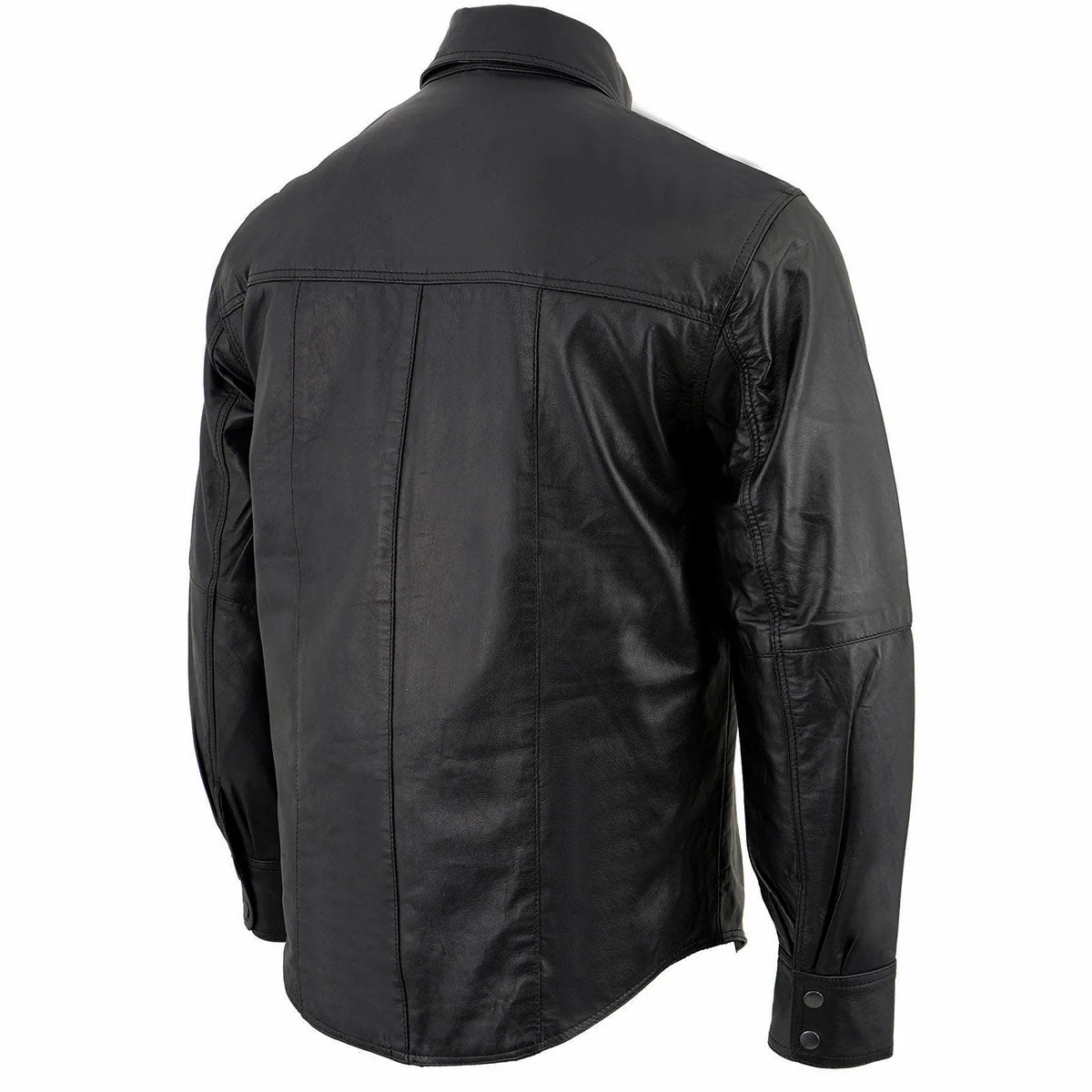 Milwaukee Leather LKM1600 Men's Black Lightweight Casual Biker Style Leather Shirt - Image 7