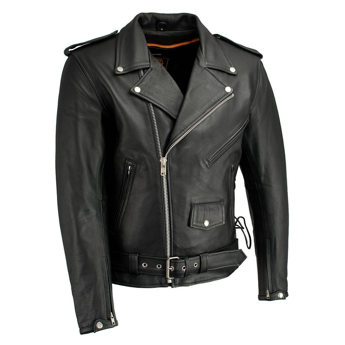 Milwaukee Leather LKM1711 Black Leather Motorcycle Jacket for Men, Thick Police Style Biker Jacket w/ Side Lace - Image 10