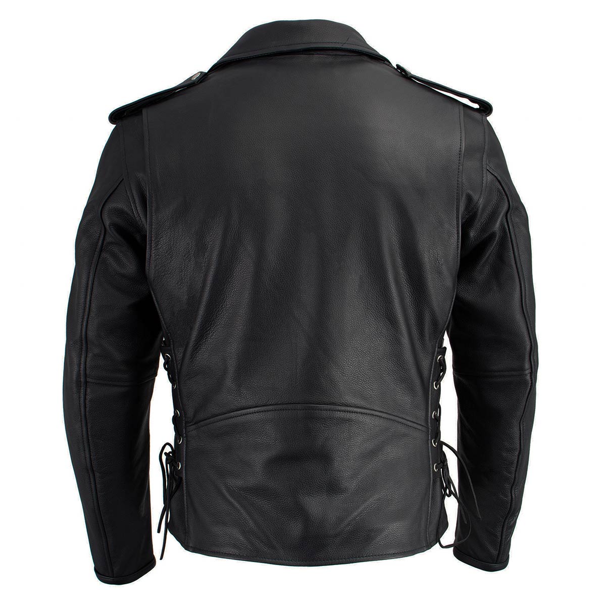 Milwaukee Leather LKM1711 Black Leather Motorcycle Jacket for Men, Thick Police Style Biker Jacket w/ Side Lace - Image 11