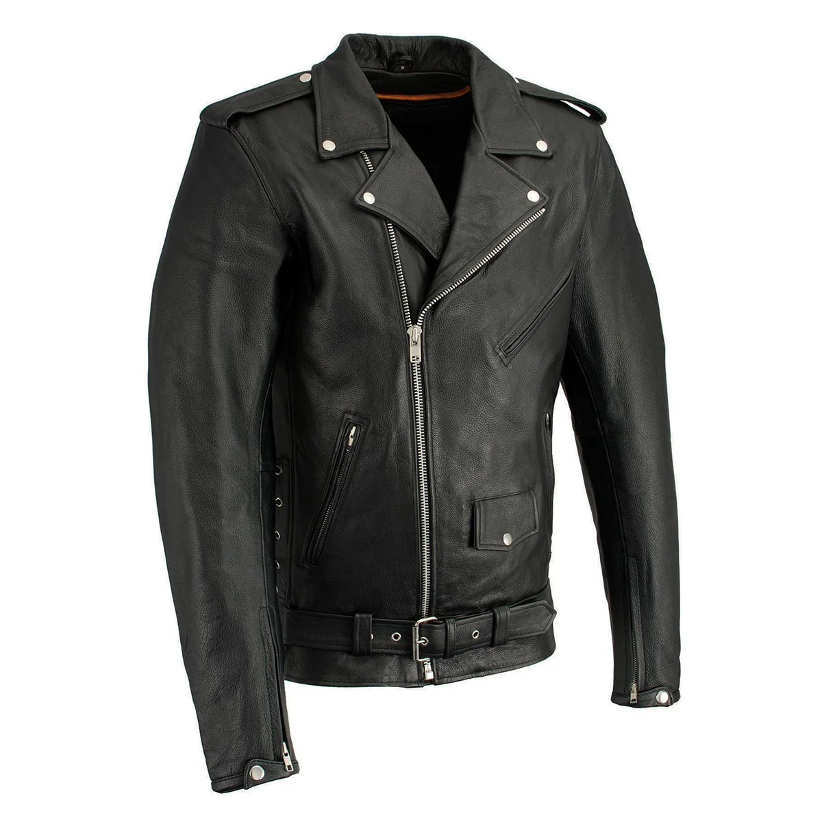 Milwaukee Leather LKM1711TALL Men's Black Tall-Sizes Side Lace Police Style Leather Jacket - Image 10