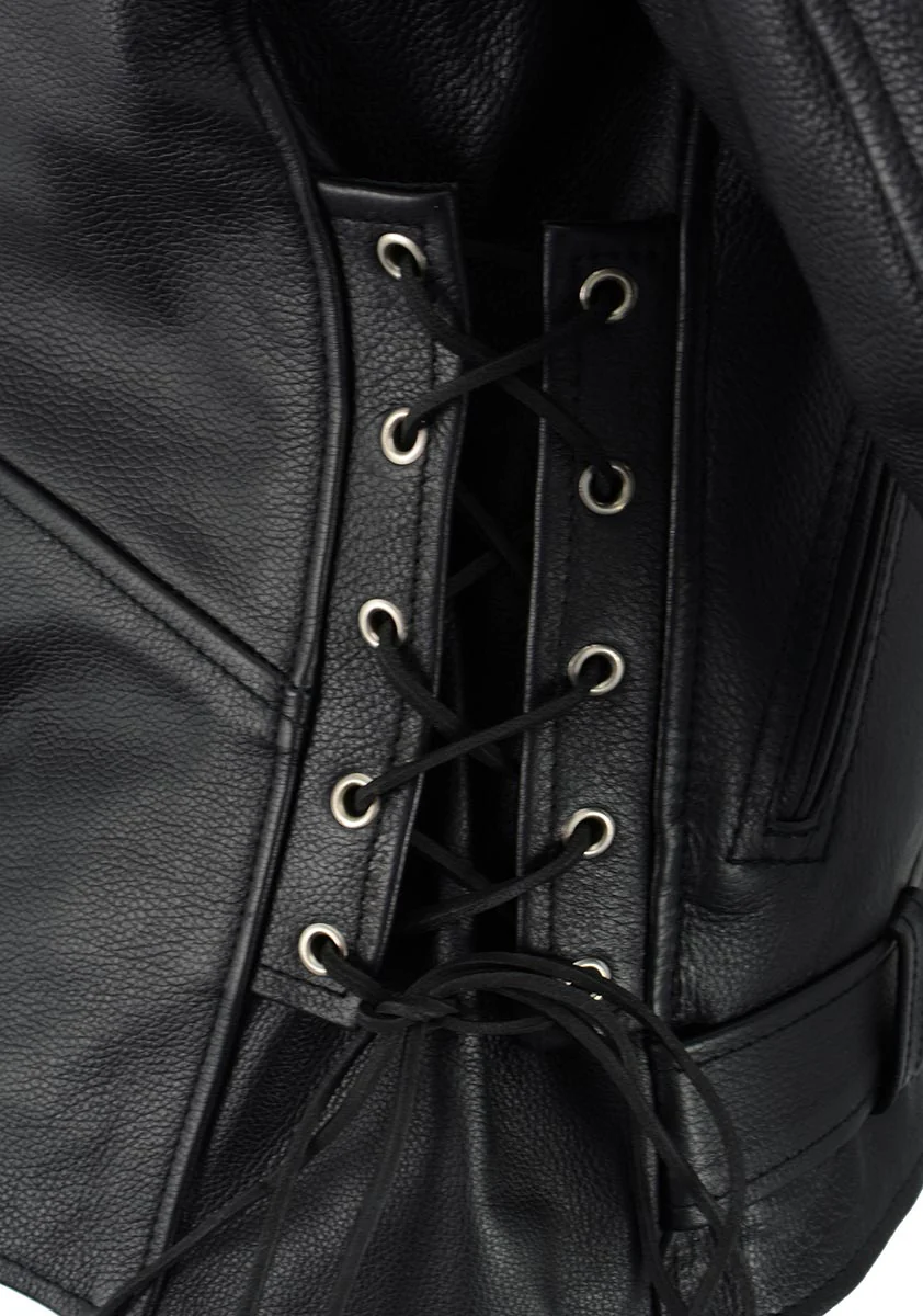 Milwaukee Leather LKM1711TALL Men's Black Tall-Sizes Side Lace Police Style Leather Jacket - Image 16